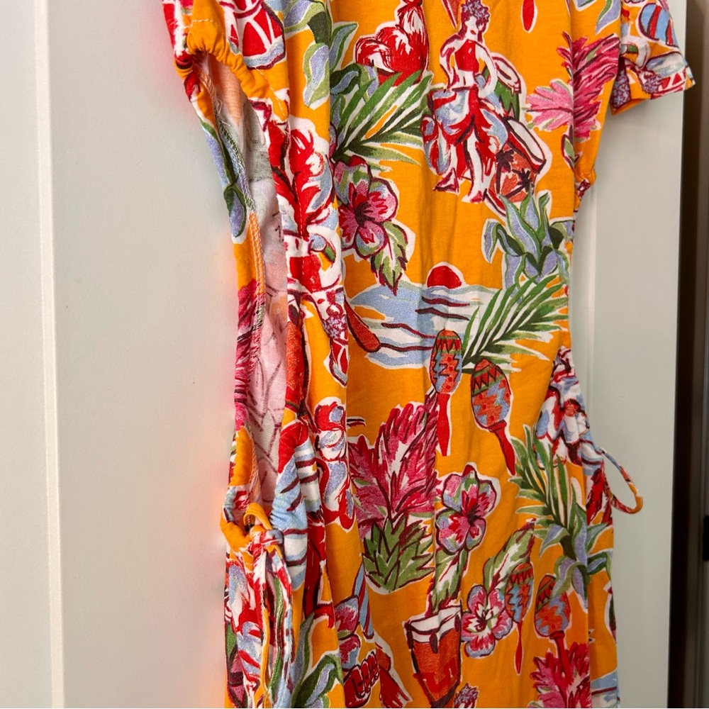 Zara Cut Out Tropical Floral Printed Summer Jersey T-Shirt Mini Dress NWT Small - Picture 3 of 12